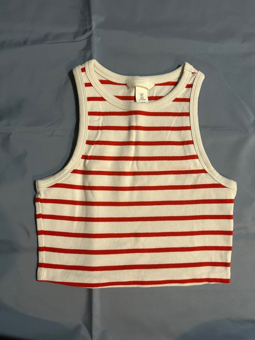 H&M Red and White Striped Ribbed Tank